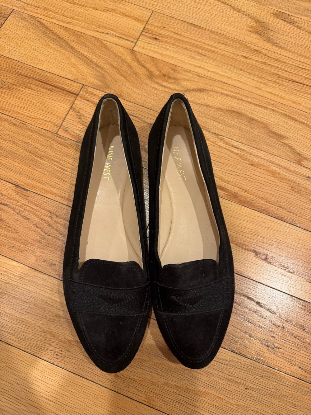 Nine West Black Suede Penny Loafers